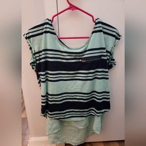 Rue21 Striped Blue Blouse Size Large